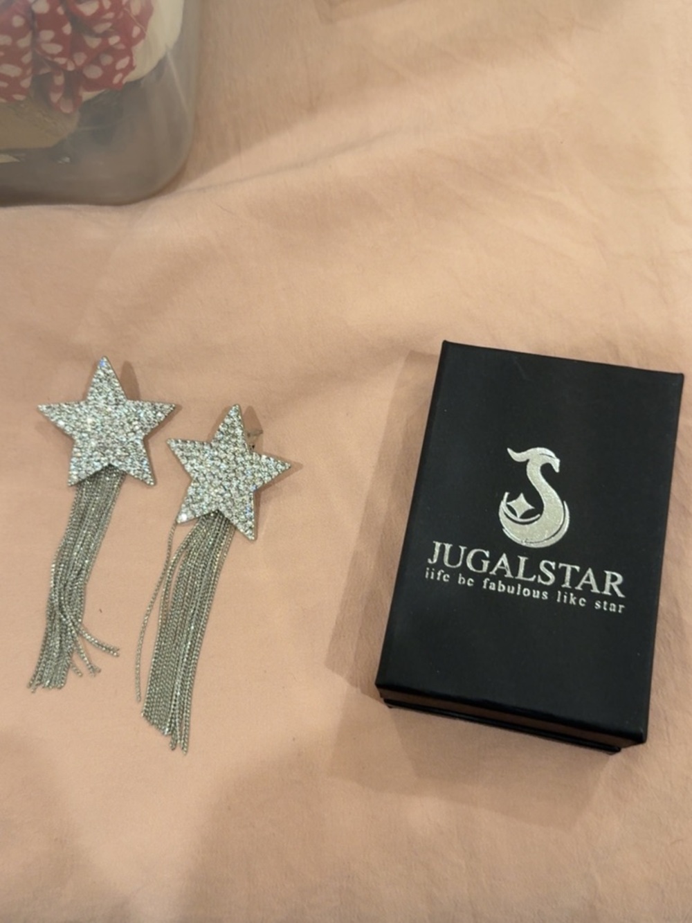 Jugalstar Silver Star Tassel Drop Earrings